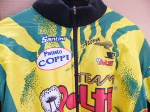 Veste Cycliste Vintage Santini Team Polti Fausto Coppi - Jaune/vert, Taille M