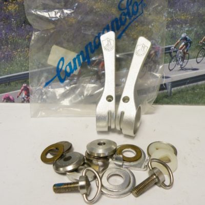 Campagnolo matte grey non index down tube shifters.